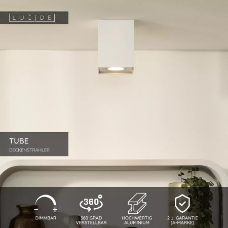 Lucide TUBE - Deckenstrahler 1xGU10 Weiß