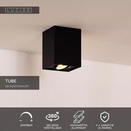 Lucide TUBE - Deckenstrahler 1xGU10 Schwarz