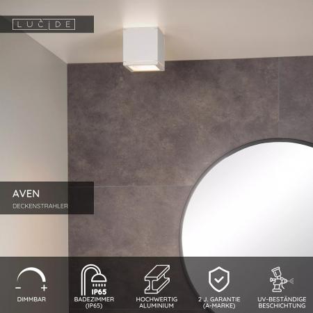 Lucide AVEN Badezimmer Deckenstrahler GU10 IP65 Weiß