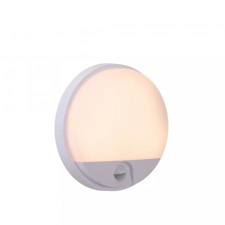 Lucide HUPS IR – LED Außenwandleuchte Ø21 cm 1x10W 3000K IP54 Weiß mit Bewegungssensor