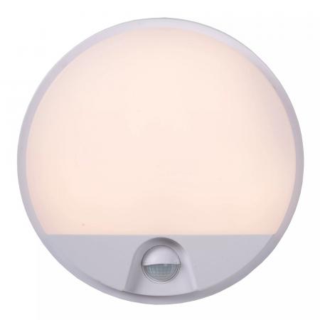 Lucide HUPS IR – LED Außenwandleuchte Ø21 cm 1x10W 3000K IP54 Weiß mit Bewegungssensor