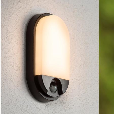 Lucide HUPS IR Außen-Wandleuchte Schwarz LED 10W IP54 Bewegungs- & Tag/Nacht-Sensor