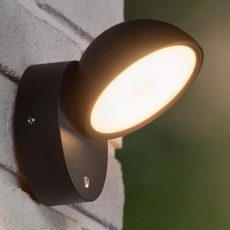 Lucide FINN Wandleuchte Innen/Außen LED 12W 3000K IP54 Schwarz mit Tag/Nacht-Sensor