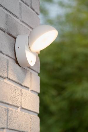 Lucide FINN Wandleuchte Innen/Außen LED 12W 3000K IP54 Weiß mit Tag/Nacht-Sensor
