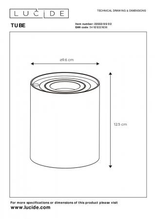 Lucide TUBE Tischleuchte Ø9,6cm LED 5W 2700K GU10 Messing matt 3-StepDim