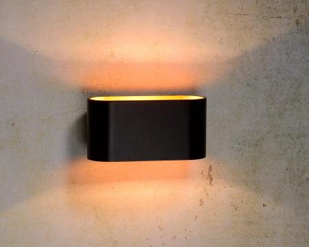 Lucide OVALIS Wandleuchte E14 2x9W Schwarz Metall Up & Down Licht