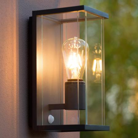 Lucide CLAIRE Wandleuchte Anthrazit E27 IP54 Bewegungs- & Tag/Nacht-Sensor