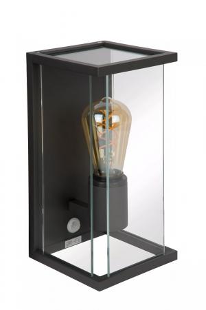 Lucide CLAIRE Wandleuchte Anthrazit E27 IP54 Bewegungs- & Tag/Nacht-Sensor
