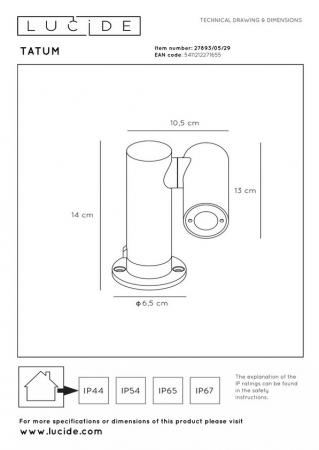 Lucide TATUM LED Gartenstrahler 5W 3000K IP65 Anthrazit