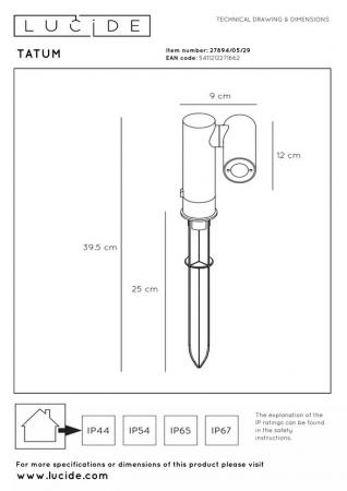 Lucide TATUM LED Gartenstrahler 4,5W 3000K IP65 Anthrazit
