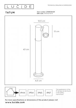Lucide TATUM LED Pollerleuchte Anthrazit – 5W, 3000K, IP65, schwenkbar