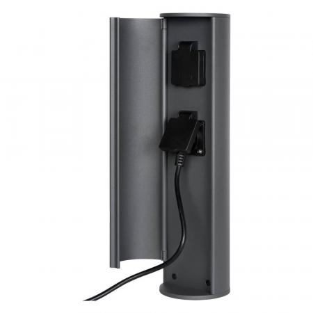  Lucide POWERPOINT - Steckdosensäule für den Außenbereich - Steckdose mit Erdungsstift - Typ F - EUR/RUS-Norm - Ø 10 cm - IP44 - Anthrazit