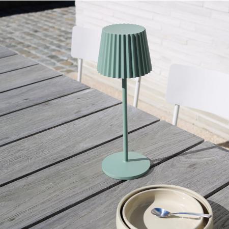 Lucide JUSTINE – moderne Akku Tischleuchte für Innen & Außen in Grün mit warmweißem Licht