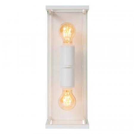 Lucide CLAIRE Wandleuchte Innen/Außen Weiß E27 2x IP54 Glas Metall dimmbar