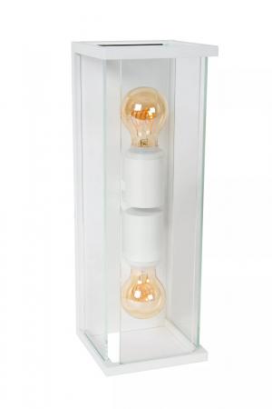 Lucide CLAIRE Wandleuchte Innen/Außen Weiß E27 2x IP54 Glas Metall dimmbar
