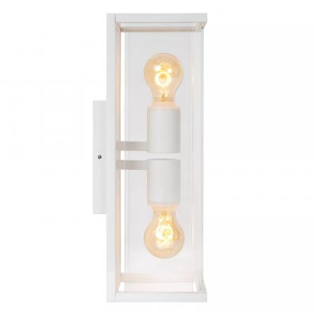 Lucide CLAIRE Wandleuchte Innen/Außen Weiß E27 2x IP54 Glas Metall dimmbar
