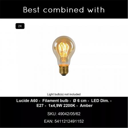 Lucide CLAIRE Wandleuchte Innen/Außen Weiß E27 2x IP54 Glas Metall dimmbar
