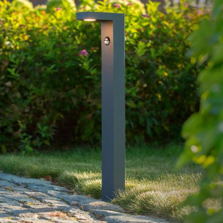 Lucide TEXAS-IR LED Pollerleuchte Anthrazit – 7W, 3000K, IP54, mit Bewegungsmelder