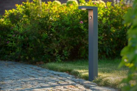 Lucide TEXAS-IR LED Pollerleuchte Anthrazit – 7W, 3000K, IP54, mit Bewegungsmelder