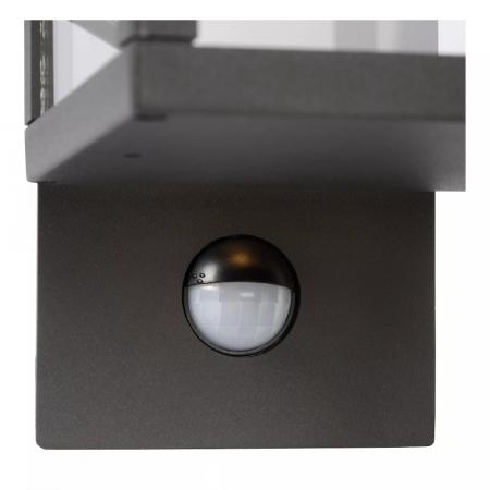 Lucide CLAIRETTE - Wandleuchte Innen/Außen - LED - 1x13W 3000K - IP54 - Bewegung und Tag/Nacht-Sensor - Anthrazit