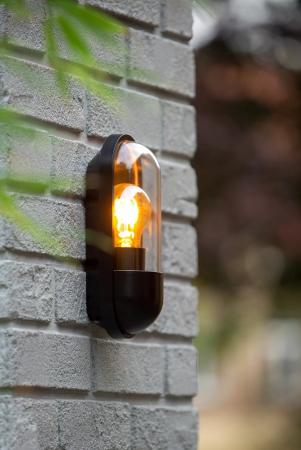 Lucide CAPSULE - Wandleuchte Innen/Außen - 1xE27 - IP54 - Schwarz
