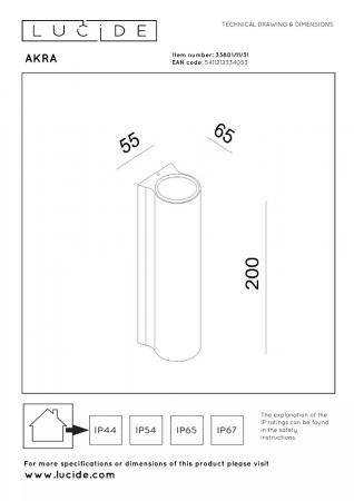 Lucide AKRA – Außenwandleuchte LED 2x6,5W 2700K IP54 Weiß