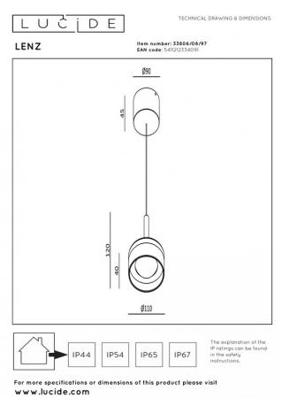 Lucide LENZ LED Außen-Pendelleuchte rostfarben IP54