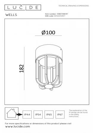 Lucide WELLS LED Außen-Deckenleuchte Ø10 cm IP54 Rostfarben