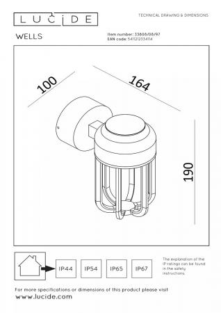 Lucide WELLS – Außenwandleuchte LED 1x8W 2700K IP54 Rostfarben