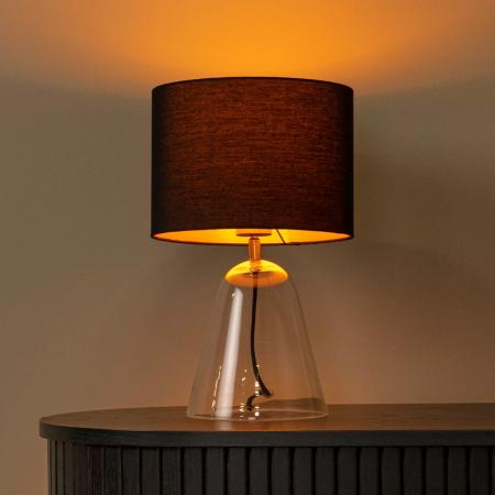 Lucide CAMPANA Tischleuchte E27 Glas transparent mit Textilschirm