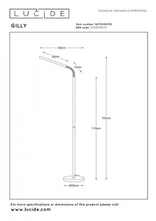Lucide Stehlampe GILLY – LED Leselampe mit flexiblem Arm Weiß