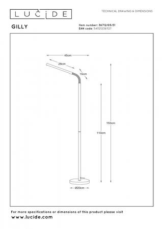 Lucide Stehlampe GILLY – LED Leselampe mit flexiblem Arm Weiß