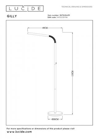 Lucide Stehlampe GILLY – Akku LED Leselampe mit Touchdimmer Weiß