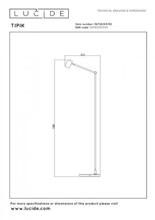 Lucide TIPIK Akku Stehlampe LED 3W 2700K Schwarz 3-StepDim dimmbar
