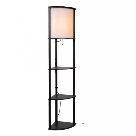 Lucide Stehlampe MENNO – Regal-Stehleuchte im Japandi-Stil mit Zugschalter Schwarz