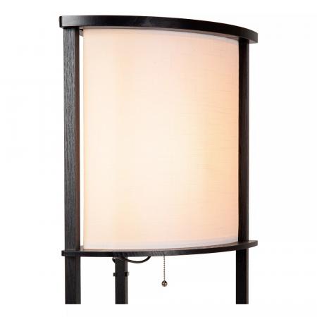 Lucide Stehlampe MENNO – Regal-Stehleuchte im Japandi-Stil mit Zugschalter Schwarz