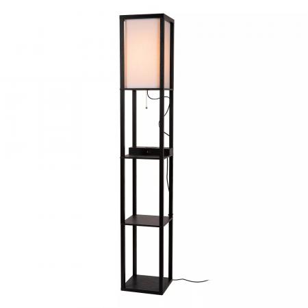 Lucide Stehlampe MENNO – Regal-Stehleuchte mit kabellosem Ladegerät Schwarz