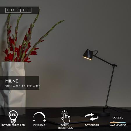 Lucide Leselampe MILNE – Touchdimmer Schwarz