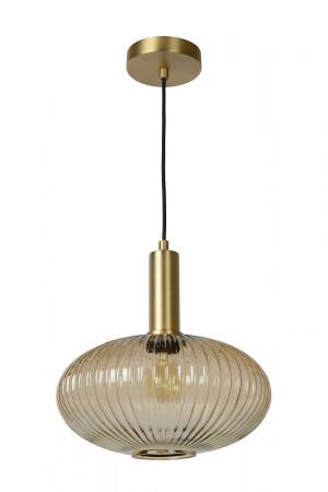 Lucide MALOTO Pendelleuchte Ø30 cm Amber Glas E27 dimmbar Retro