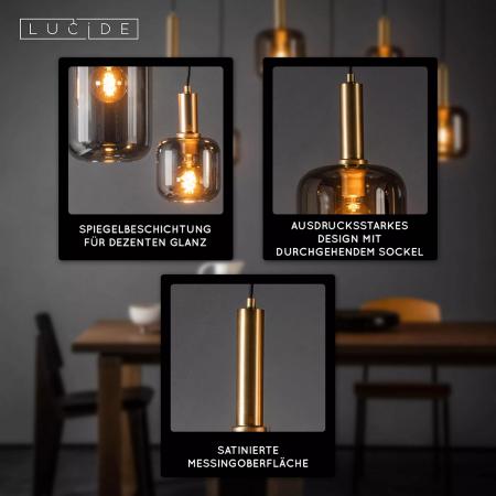 Lucide JOANET Pendelleuchte 6xE27 Rauchglas Grau modern dimmbar