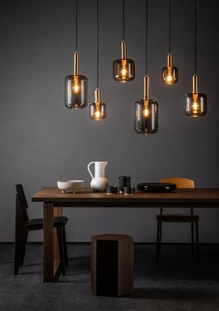 Lucide JOANET Pendelleuchte 6xE27 Rauchglas Grau modern dimmbar