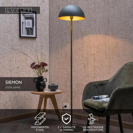 Lucide SIEMON Stehlampe Ø35cm E27 Grün Retro Design