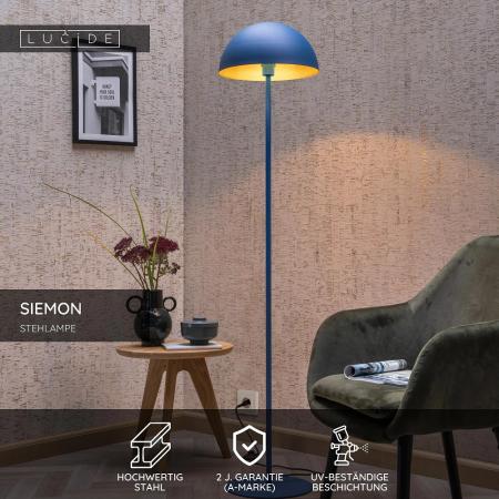 Lucide SIEMON Stehlampe Ø35cm E27 Blau Retro Design