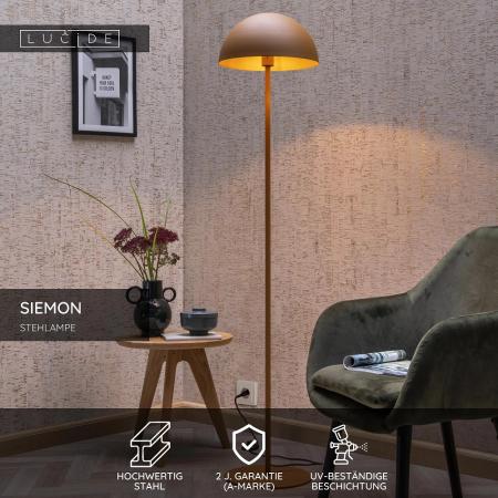 Lucide SIEMON Stehlampe Ø35cm E27 Ockergelb Retro Design