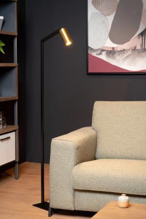 Lucide Stehlampe SYBIL – Stehleuchte mit Leselampe & Messingakzent Schwarz