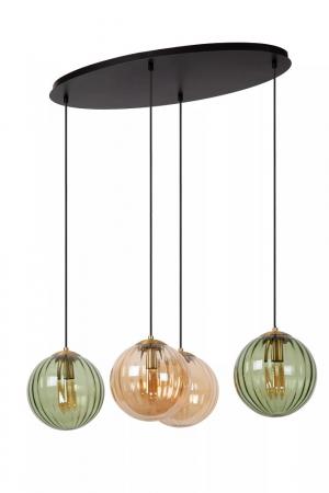 Lucide MONSARAZ Pendelleuchte 4xE27 Grün Glas höhenverstellbar dimmbar