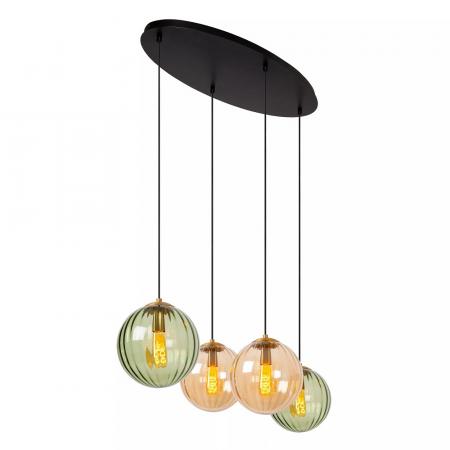 Lucide MONSARAZ Pendelleuchte 4xE27 Grün Glas höhenverstellbar dimmbar