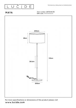 Lucide Stehlampe MAYA – Japandi Stehleuchte Ø45 cm in Beige