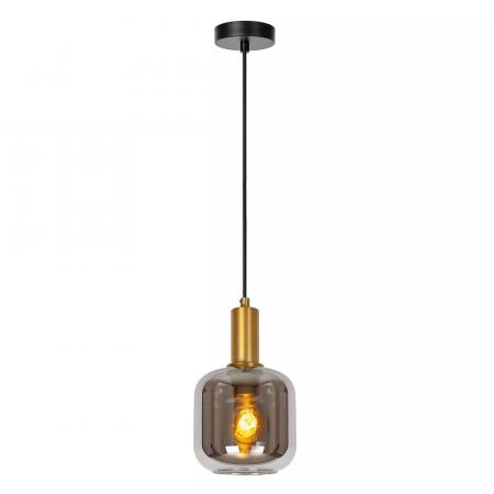 Lucide JOANET Pendelleuchte Ø16 cm E27 Rauchglas Grau Messing