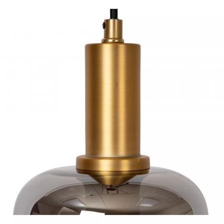Lucide JOANET Pendelleuchte Ø16 cm E27 Rauchglas Grau Messing